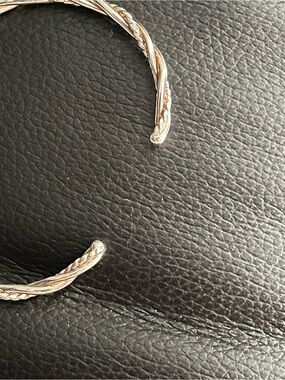 Silver Three Twisted Wires Rope Cuff Bracelet - Women Jewelry